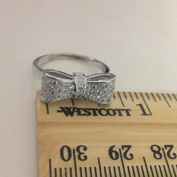 New Sterling silver bow ring sapphire detail SZ 8 - Picture 6 of 8